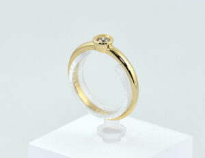 Diamant Solitär Ring 585/000 14 K Gelbgold Brillant 0,08 ct