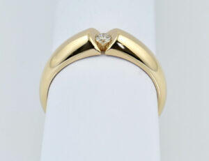 Diamant Solitär Ring 585/000 14 K Gelbgold Brillant 0,09 ct