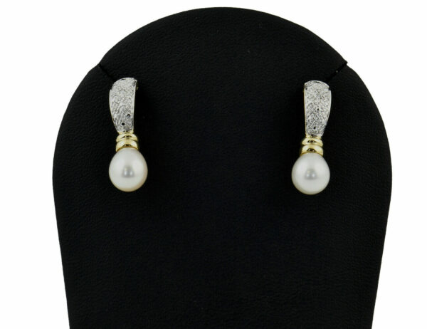 Ohrringe Perle 585 14 K Gelbgold Perlohrstecker 2 Diamanten zus. 0,02 ct