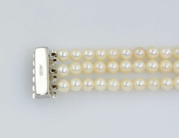 Perlen Armband 3-reihig 19 cm 585/000 14 K Weißgoldschloss