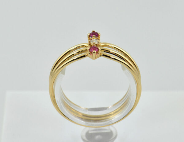 Rubin Diamant Ring 585/000 14 K Gelbgold 1 Brillant 0,02 ct