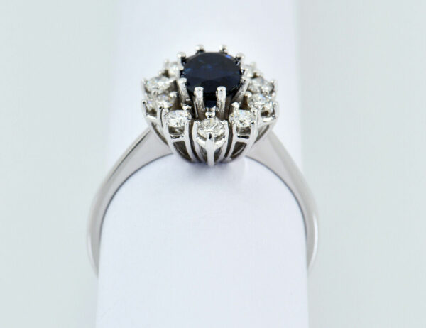 Saphir Diamant Ring 585/000 14 K Weißgold 10 Brillanten zus. 0,40 ct
