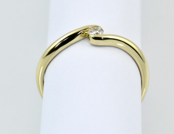 Solitär Diamant Ring 585/000 14 K Gelbgold Brillant 0,09 ct