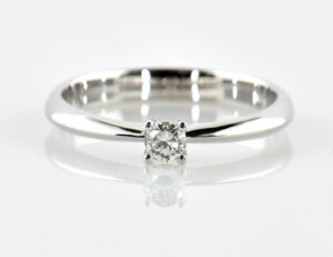 Solitär Diamant Ring 585/000 14 K Weißgold Brillant 0,16 ct