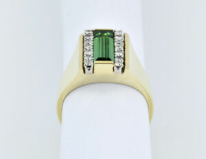 Turmalin Diamant Ring 585/000 14 K Gelbgold 14 Diamanten zus. 0,25 ct